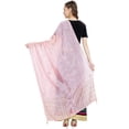 thumbnail image 4 of eloria Geomatric Pink Woman's Indian Ethnic Chunni, Dupatta, Stole, Scarf Shawl Wrap, 4 of 4