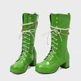 thumbnail image 6 of hopeusnice Knee High Boots for Women Platform Mid Calf Boots Chunky Block Heels Buckle Lace Up Boots Stylish Fall Winter Shoes Green 38, 6 of 9