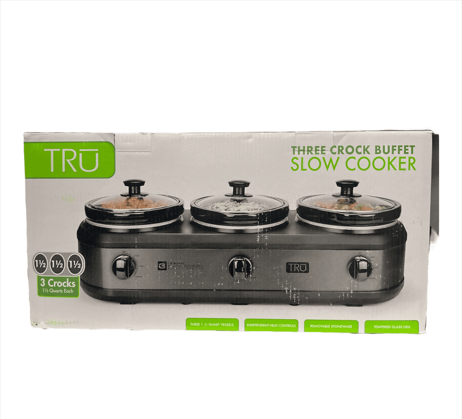 TRU Three 1.5 Quart Crock Buffet Slow Cooker, Black