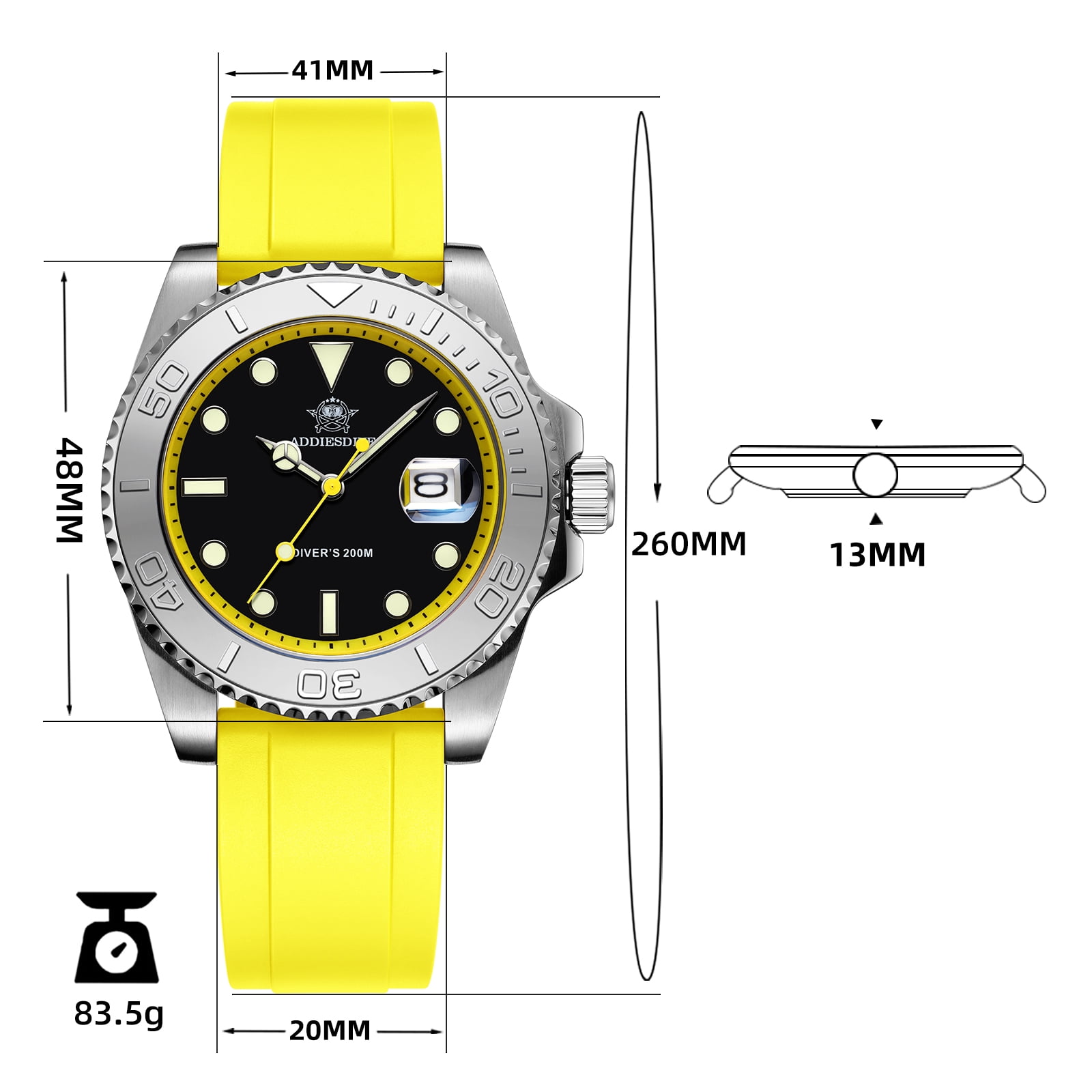 ADDIESDIVE Men's Dive Watch - 200M Water Resistant, Japanese Quartz Movement, Ceramic Bezel & Super Luminous Quartz Watches for Men