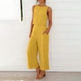 thumbnail image 6 of Likimi Two Piece Sets For Women Solid Color Sleeveless Crew Neck Vest With Pants Breathable Summer Outfit Set Yellow Size Xl, 6 of 8