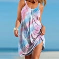 thumbnail image 2 of Horkkom Spaghetti Strap Dresses for Women Summer Beach Mini Dresses Floral Print Loose Sundresses M, 2 of 8