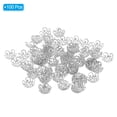thumbnail image 3 of Uxcell Flower Bead Caps, 100Pcs 10x4mm Hollow Metal Spacer Bead End Caps Silver Tone, 3 of 6