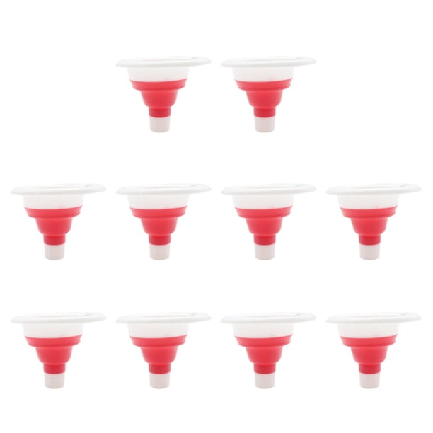 Embudos plegables de silicona, 10 unidades, telescópicos, de mango largo, para transferir líquidos en la cocina y el hogar (color aleatorio).