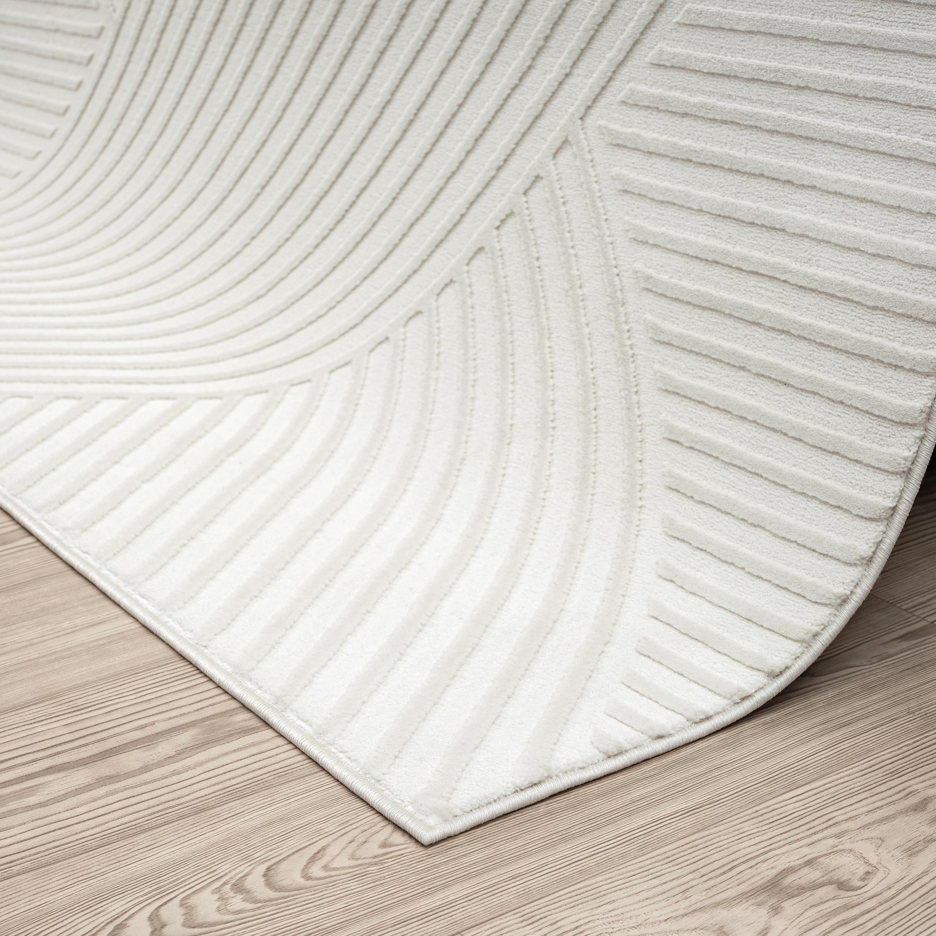 Abani Neutral Collection Area Rug Mid Century Modern Bedroom Living Room Decor Floor Rug 5 x 8 Cream