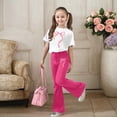 thumbnail image 2 of XIYON Girl Clothes Stylish Girls Casual Outfit With Bow Printed And Flared Pants 2 Piece Toddler Comfy Daily Wear 7-8 Years, 2 of 5