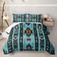 thumbnail image 2 of Erosebridal Bright Cyan Stripe Quilt King,Rustic Southwest Stars Geometric King Coverlet Set For Boys,3pcs, 2 of 7