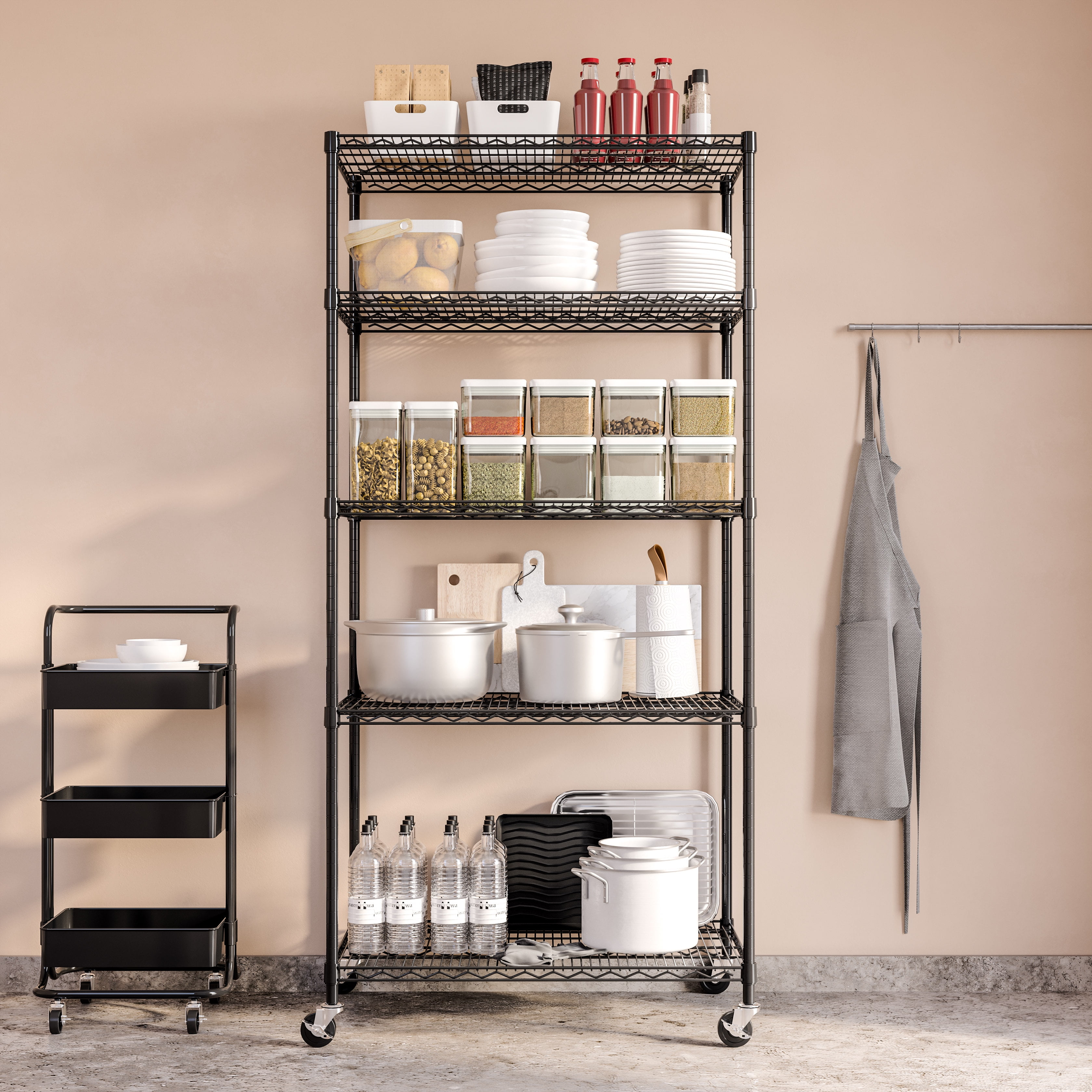 Seville Classics UltraDurable® 5-Tier NSF Steel Wire Shelving, 36" W x 24" D, Black