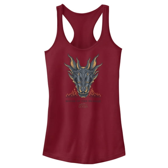 Junior's Game of Thrones: House of the Dragon Skull of the Dragon Flames Racerback Tank Top Scarlet X Large