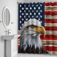 thumbnail image 5 of U.S. Flag Eagle Shower Curtain for Bathroom Decor, Independence Day Red Wood Striped Vintage Waterproof Fabric Shower Curtain, 72"x84" Set with 12 Hooks, 5 of 9