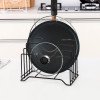 thumbnail image 1 of Soporte de hierro resistente para tapas de ollas y organizador de tablas de cortar | Organizador vertical de 4 ranuras para encimeras de cocina | Diseño compacto de metal negro 25,4 x 15,5 x 21,5 cm, 1 of 7