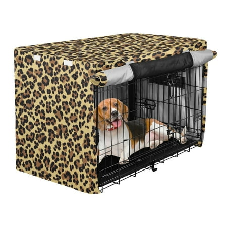 Qxltty Brown Leopard Crate Cover Durable Oxford Cloth Pet Kennel Sunshade Universal Fit for 47in Wire Cage