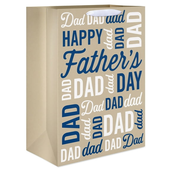 American Greetings 20" Jumbo Father's Day Gift Bag, Beige Dad Typography (1 Bag)