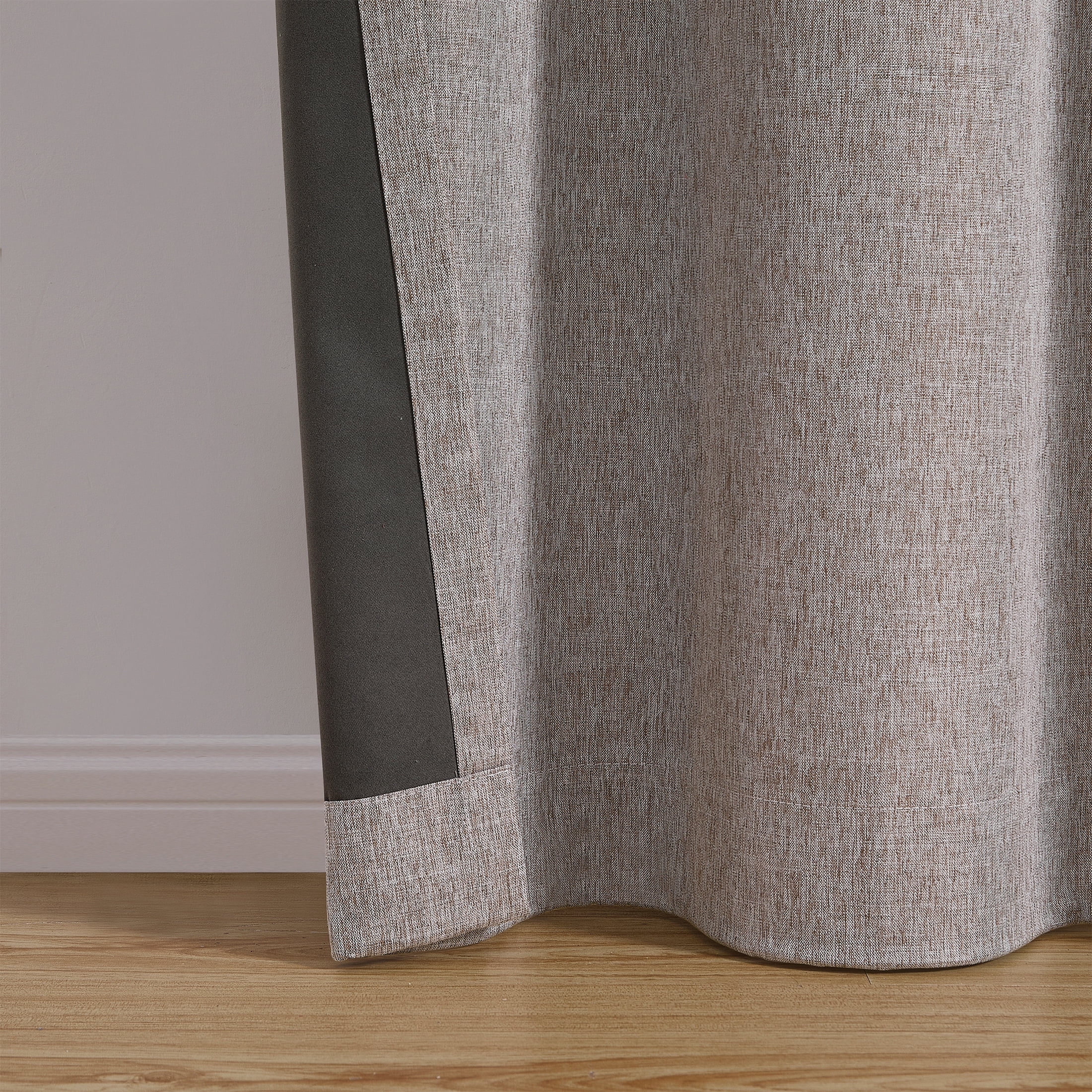 Mainstays Iris Linen Look 100% Blackout Curtain Panel Pair, Set of 2 Room Darkening Drapes for Bedroom, Brown, 37"W x 84"L
