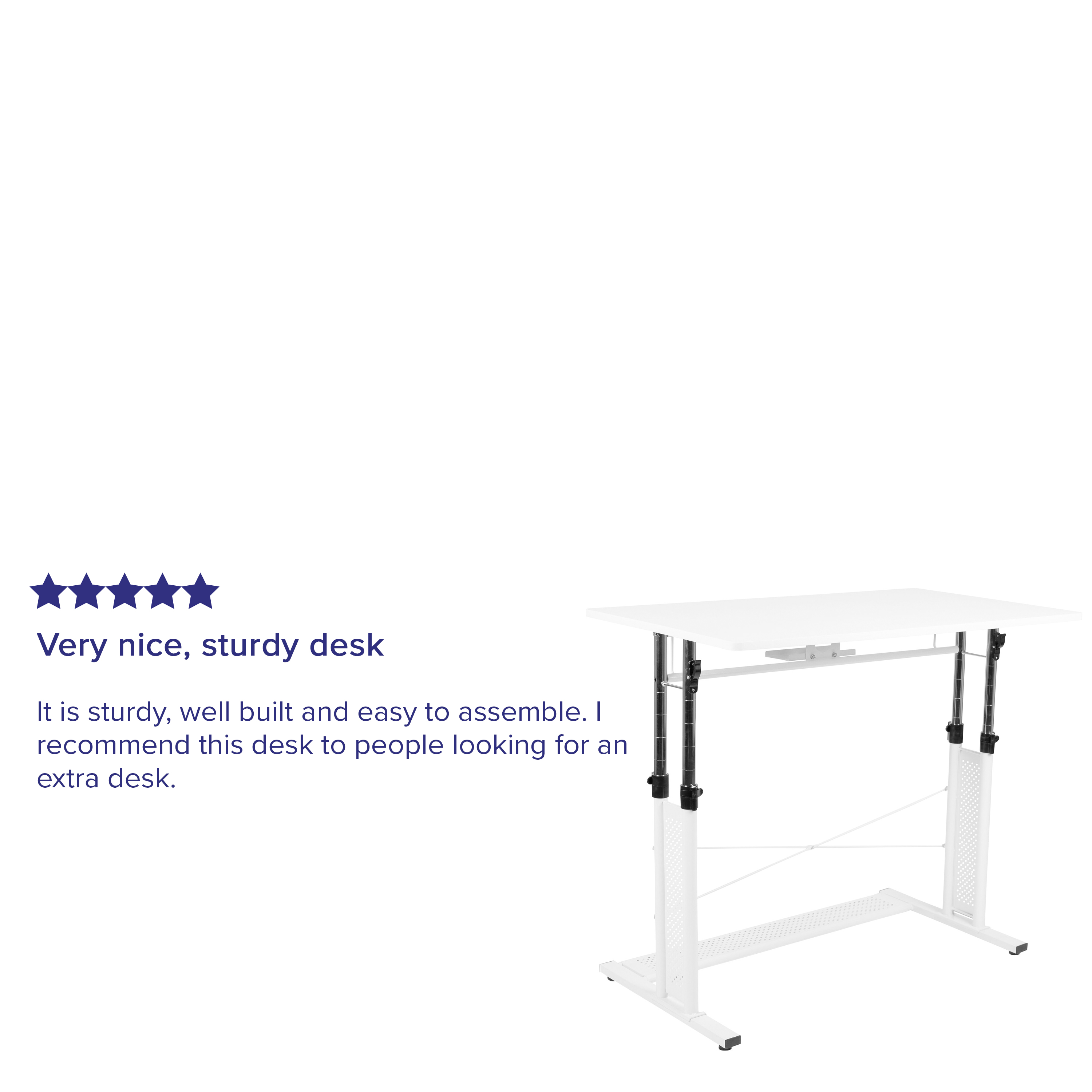 Flash Furniture Height Adjustable (27.25-35.75"H) Sit to Stand Home Office Desk - White - image 4 of 14