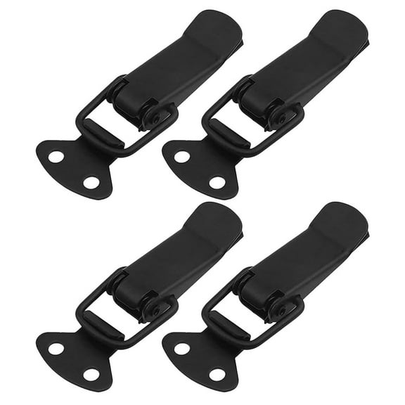 Hemoton Toggle Clamp Latch 4 Set Security Spring Loaded Toggle Latch Lock Clips Hasp Kit Universal Quick Release Fasteners With 16 Screws For Doors Windows Cabinets And Lids Black