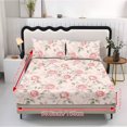 thumbnail image 5 of Jeiento Watercolor Pink Rose Bedding Collection, Soft Breathable Bed Sheet Set with 2 Pillow Covers, Wrinkle Resistant Floral Printed Fitted Bedding Set for Bedroom, King Size, 5 of 7