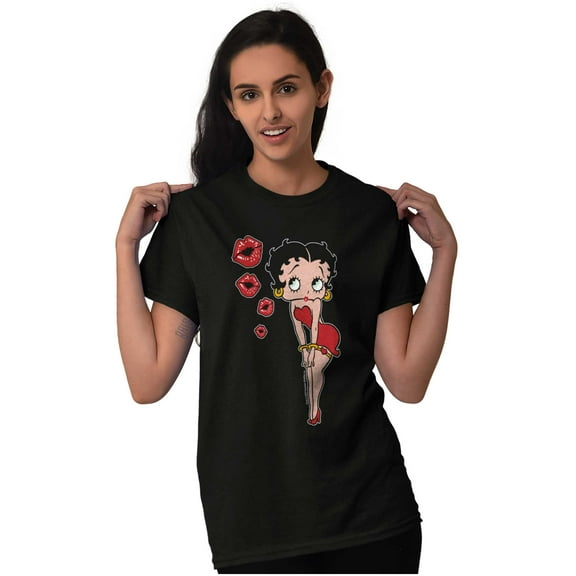 Retro Betty Boop Cartoon Kissy Lips Women Plus Size Graphic Tee Tees Brisco Brands 2X