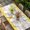 Yellow Grey, variant on Yellow Gnomes Table Cloths for 8 Foot Rectangle Tables, Spring Bees Daisy Honey White Floral Patio Waterproof Elastic Fitted Tablecloths, Washable Rectangular Table Cover for Camping