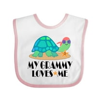 Inktastic Grammy Loves Me Grandchild Turtle Boys or Girls Baby Bib