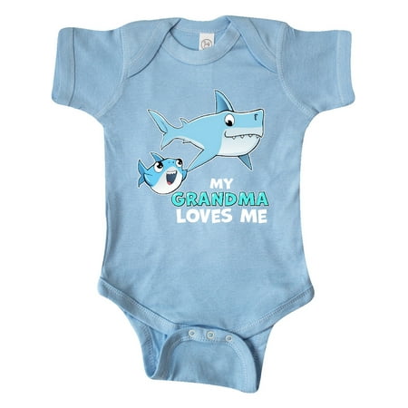 

Inktastic My Grandma Loves Me with Cute Sharks Gift Baby Boy or Baby Girl Bodysuit