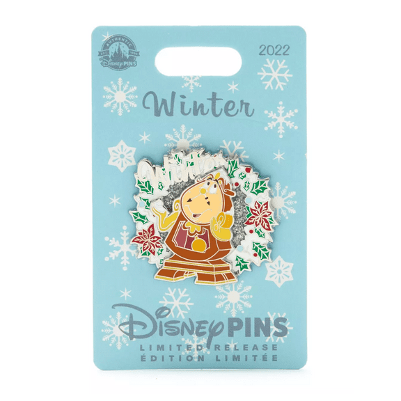 Disney Beauty and the Beast Cogsworth Winter Limited Release Pin New with Card