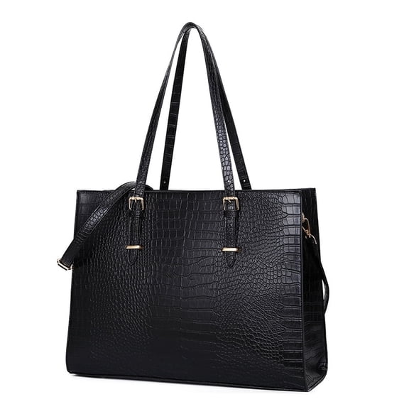 SYMMEXA Women's PU Crocodile Tote Handbag, Black