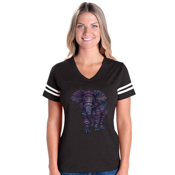 Womens Elephant Football V-Neck T-Shirt