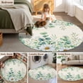 thumbnail image 5 of Round Area Rug 3.3 Ft, Green Eucalyptus Leaves Washable Non-Slip Circle Carpet for Living Room/Bedroom, Daisy Summer Botanical Farmhouse Low-Profile Small Kitchen Mats Collection Rugs for Indoor, 5 of 7