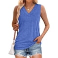 thumbnail image 5 of Brglopf Tank Tops for Women Plus Size V Neck Loose Fit Sleeveless Summer Basic Tee Shirts Business Casual Dressy Blouses Blue XL, 5 of 8