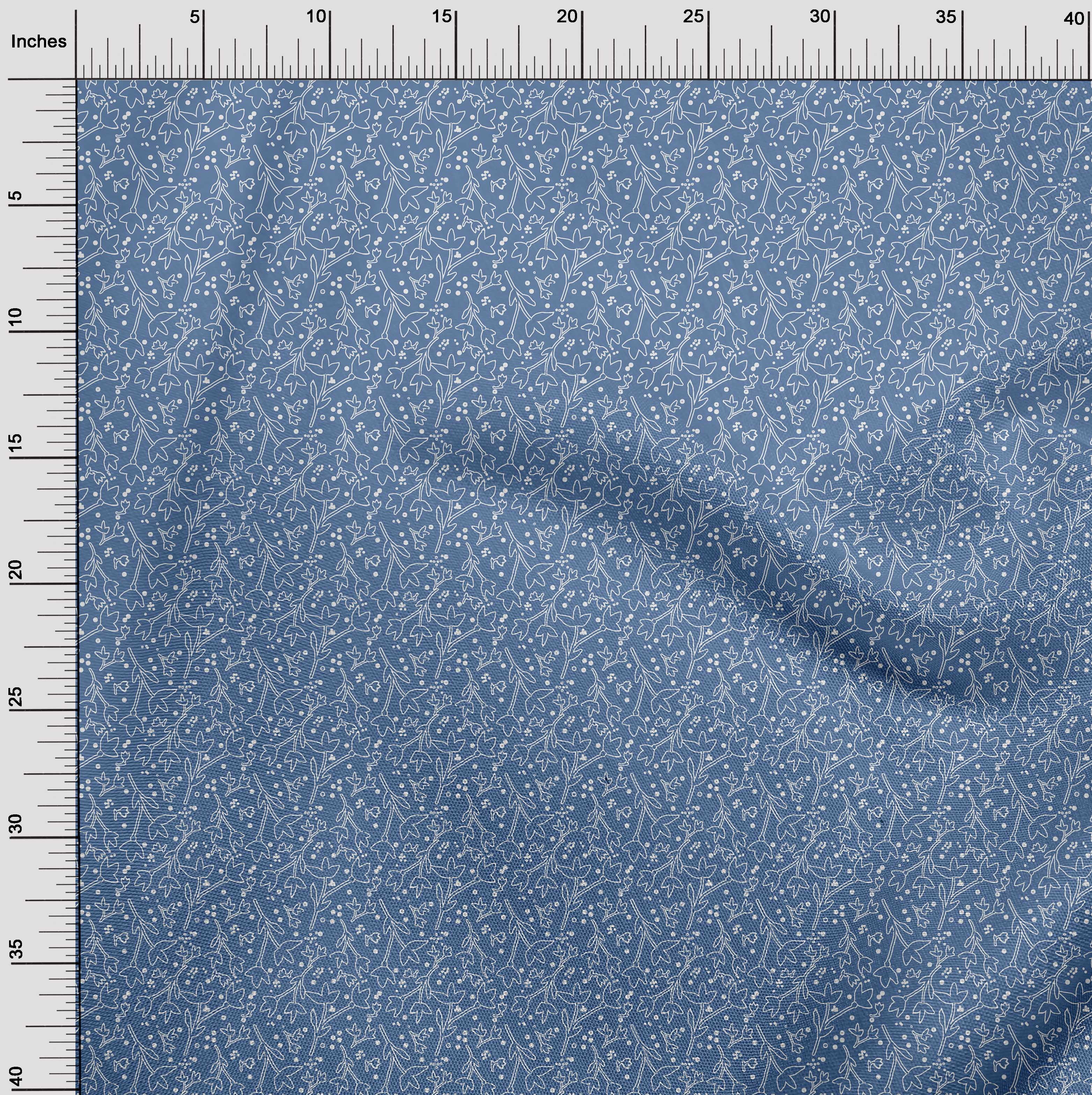 oneOone Georgette Viscose Dusty Blue Fabric Florals Sewing Material Print Fabric By The Yard 42 Inch Wide