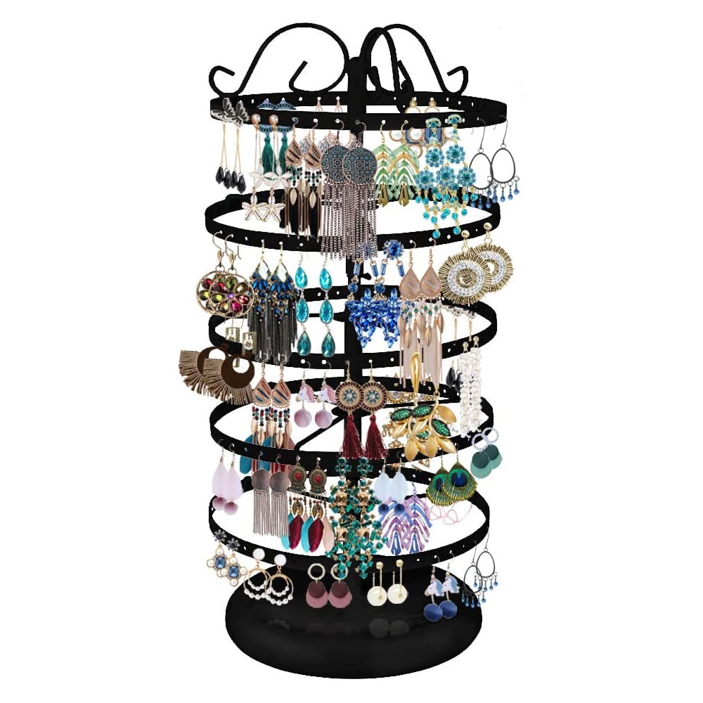  iDavosic.ly 6 Tier Metal Rotating Earring Holder Organizer, 264  Holes Earring Storage Display Tower Rack, Adjustable Earring Tree Organizer  for Women Girl (Black) : Clothing, Shoes & Jewelry