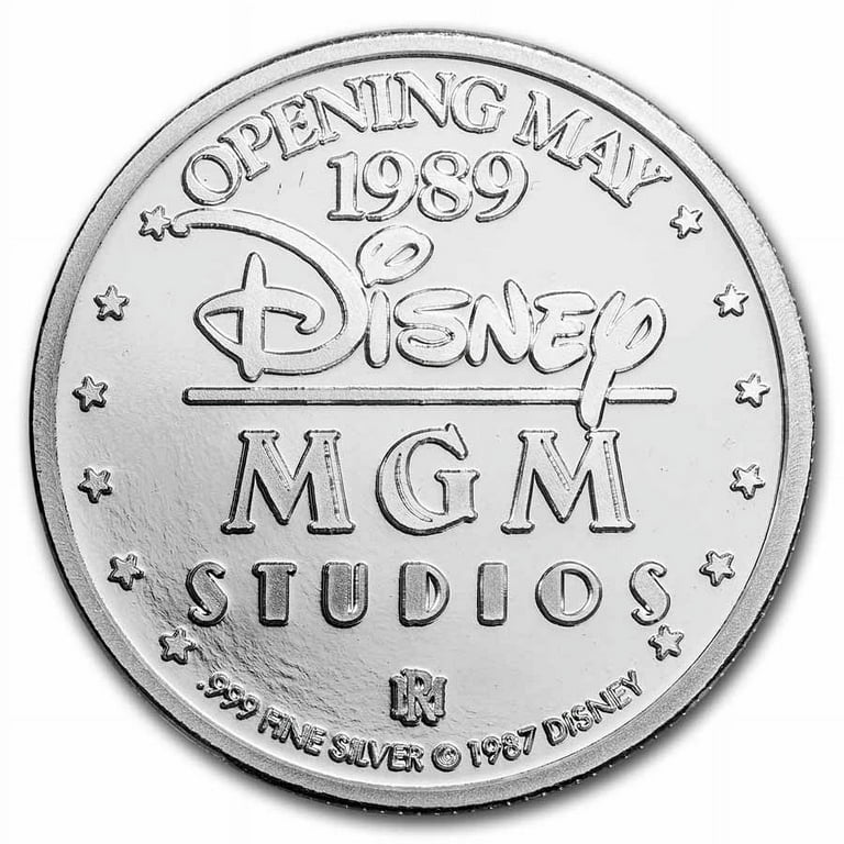 1989 1oz Silver Round Disney Mickey MGM Park Exclusive PR-69