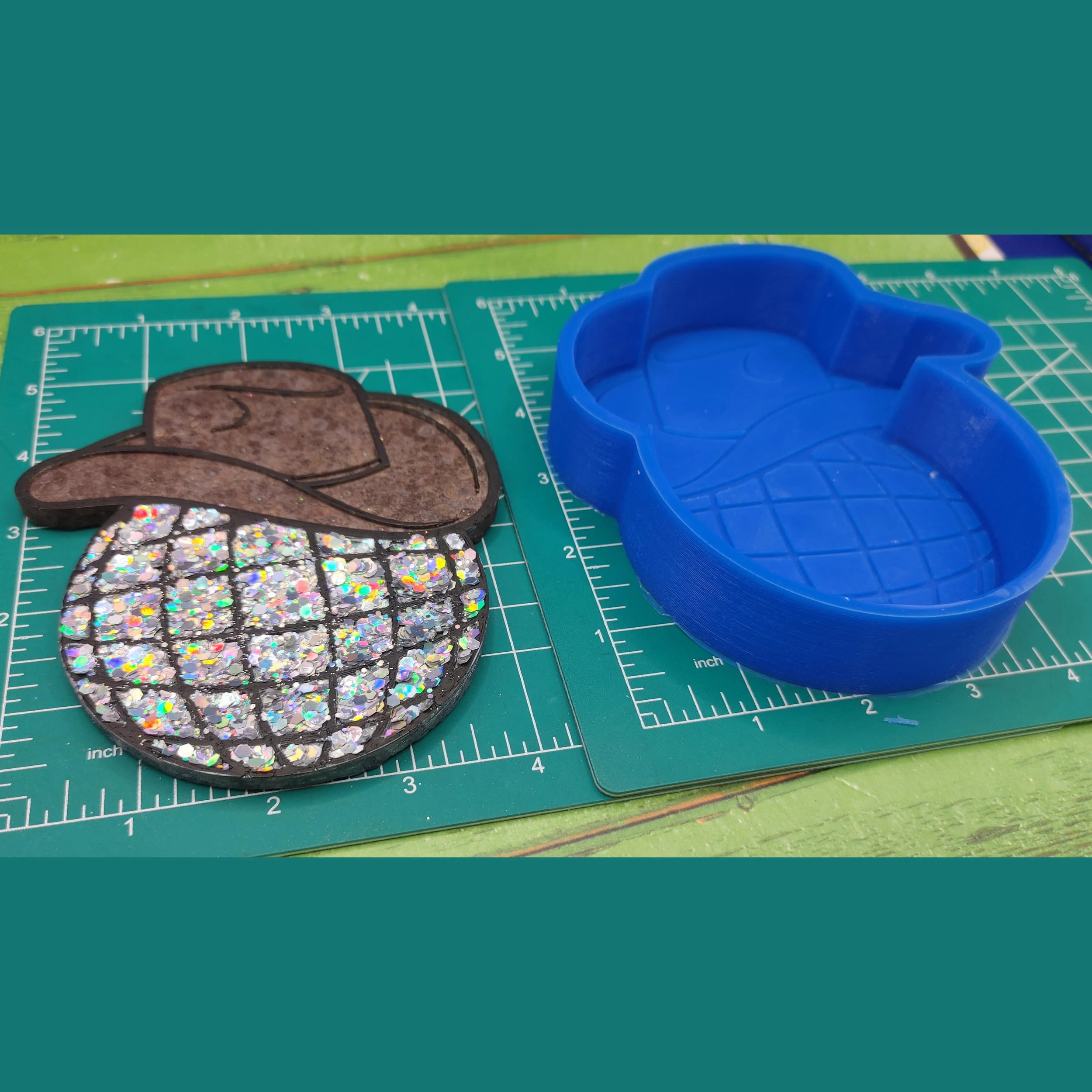 Disco Ball with Cowboy Hat Silicone Freshie Mold