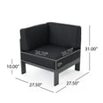 thumbnail image 4 of Noble House Camille Outdoor Aluminum 5 Piece V-Shape Sectional Sofa Set with Cushions and Fire Table, Black, Light Gray, 4 of 11