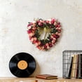 thumbnail image 3 of 1 Pcs Heart-Shaped Wreath, Artificial Pink Rose Floral Garland Valentines Wreath with Ribbons for Front Door Valentine's Day Home Party Wedding Decorations 13.8", 3 of 8
