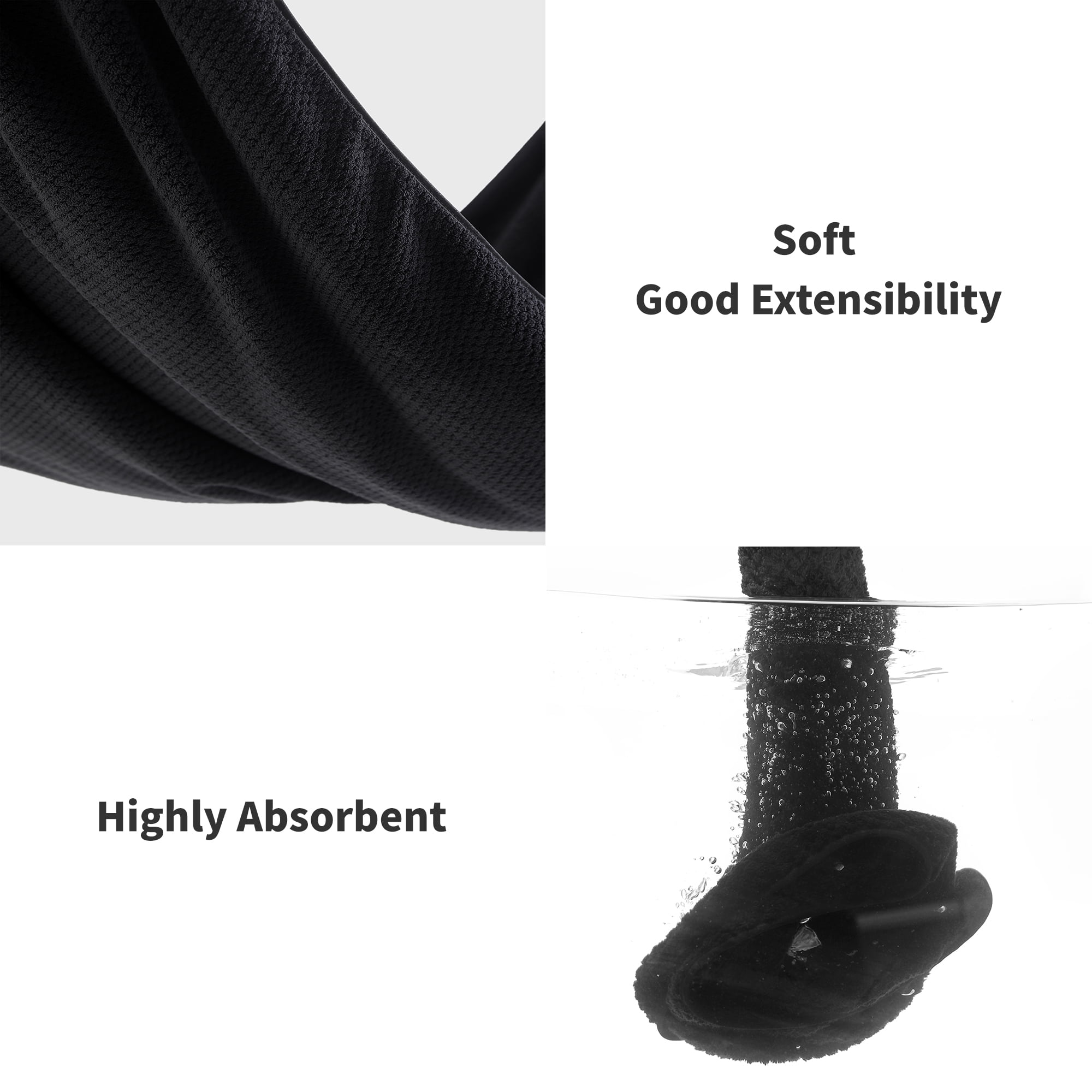 Jessy Home 2 Pack-16"x31" Black Hand Towels Set Ultra Soft 200 GSM Hand Towel Set