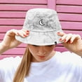 thumbnail image 3 of DALIX Embroidered Moon Tie Dye Cotton Outdoor Summer Bucket Hat in Gray - Extra Large, 3 of 4