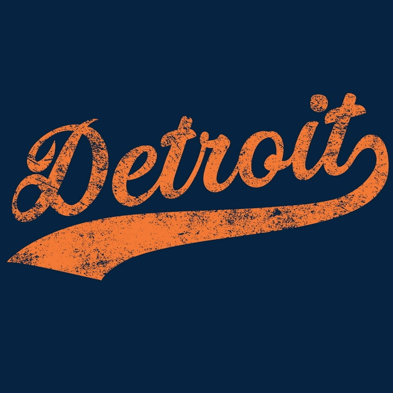 UGP Campus Apparel Detroit City Baseball Script Basic Cotton T-Shirt -  Medium - Navy 