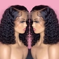 thumbnail image 1 of Peluca de Bob corto, pelucas de cabello humano Jerry Curly T Part para mujeres negras, peluca Frontal de onda profunda transparente prearrancada, peluca de encaje brasileño Tan Jianjun unisex, 1 of 1