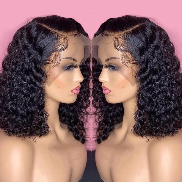 Peluca de Bob corto, pelucas de cabello humano Jerry Curly T Part para mujeres negras, peluca Frontal de onda profunda transparente prearrancada, peluca de encaje brasileño Tan Jianjun unisex