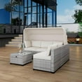 thumbnail image 2 of 6-Piece Outdoor Sectional Sofa Set with Retractable Canopy, PE Rattan Patio Daybed, Adjustable Backrests, UV-Resistant & Weatherproof for Poolside, Garden, Backyard, 2 of 9