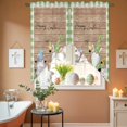 thumbnail image 6 of Happy Easter Gnome Swag Valance Curtains Rabbits Daisy Flower Eggs Vintage Green Plaid Rod Pocket Swag Curtains Small Window Treatments for Kitchen Bathroom Bedroom 36" W x 63" L, 2 Panels, 6 of 9