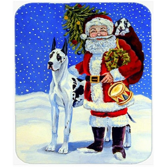 9.5 x 8 in. Harlequin Great Dane with Santa Claus Mouse Pad, Hot Pad or Trivet