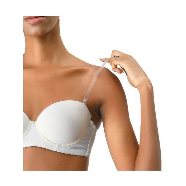 INSPIRE CHIC Sujetador Invisible Sin Tirantes con Correa Transparente para Mujer Clear-1-2 Pares Ancho: 1.2cm/ 1/2"