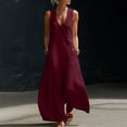 thumbnail image 2 of Guluxicc Womens Flowy Wide Leg Linen Jumpsuits Elegant Summer Sleeveless V Neck Rompers One Piece Beach Outfits with Pockets, 2 of 8