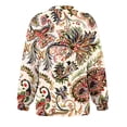 thumbnail image 4 of Womens Plus Size T-Shirt Half Zip Long Sleeve V Neck Trendy Floral Print Loose Fitting Casual Pullover Tee Tops,Multicolor 6,XL, 4 of 5