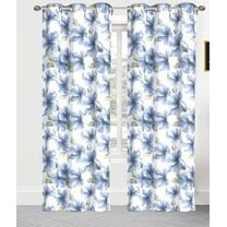 Serafina Home Botanical Blue Floral Blackout Curtains 84 Inches Long: Room Darkening Light Blocking Noise Cancelling Blocking Polyester with Grommets for Living Room, Bedroom, Dining Room,