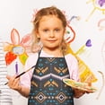 thumbnail image 2 of Boho Multicolor Geometric Ethnic Pattern Kids Aprons for Girls and Boys,Adjustable Neck Strap Toddler Aprons for Kids Cooking Baking, 2 of 6