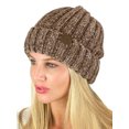 thumbnail image 3 of C.C Unisex Chenille Soft Warm Stretchy Thick Cuffed Knit Beanie Cap Hat-Taupe, 3 of 4